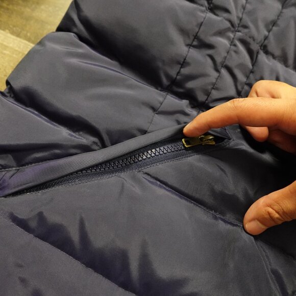 Lands’ End Down Puffer Parka Women’s 14W 0X Iridescent Navy Faux Fur Winter Coat - Picture 10 of 15